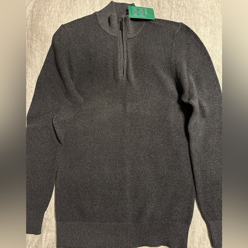 Men's 1/4 Zip Textured Sweater - Black